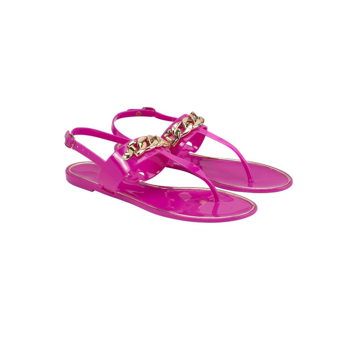 Sandalo fucsia con catena oro tg.37