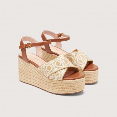 Monogram ribbon wedge smooth leather